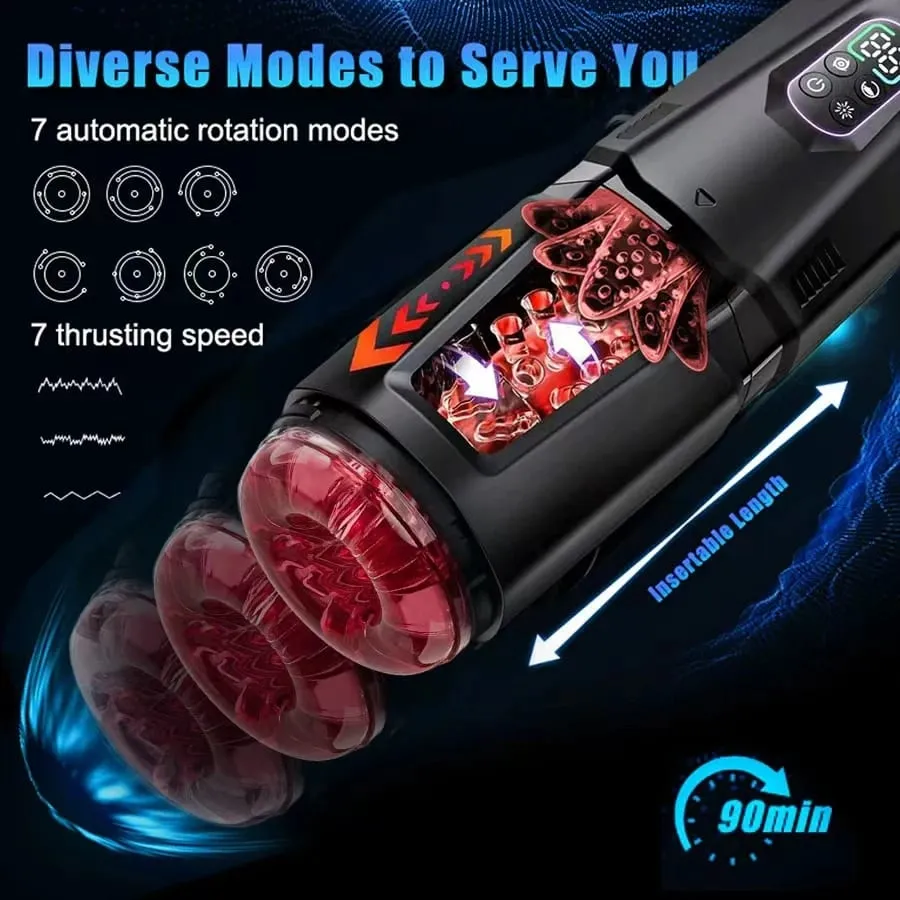 Automatic Masturbator Stroker Adult Toys with 7 Thrusting Rotating 7 Licking Vibrating Modes Hands-Free Sex Machine Pocket Pussy — image 4