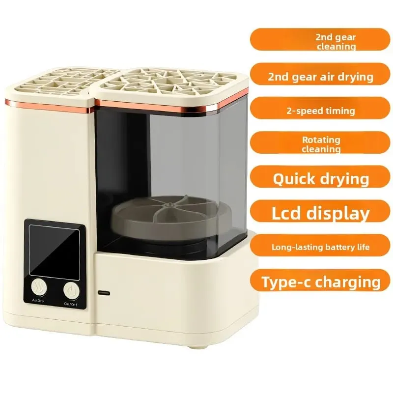Portable Makeup Brush Cleaning Machine Awtomatikong Washer Dryer 2 Wash Mode 2 Air Dry Mode para sa Beauty Brushes Paggamit sa Paglalakbay sa Bahay