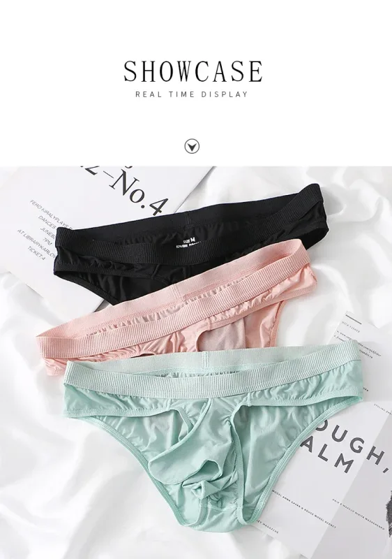 Men's Ice Silk Briefs Summer Transparent Seamless Quick-drying Man Breathable Panties Ultra-thin Underwear