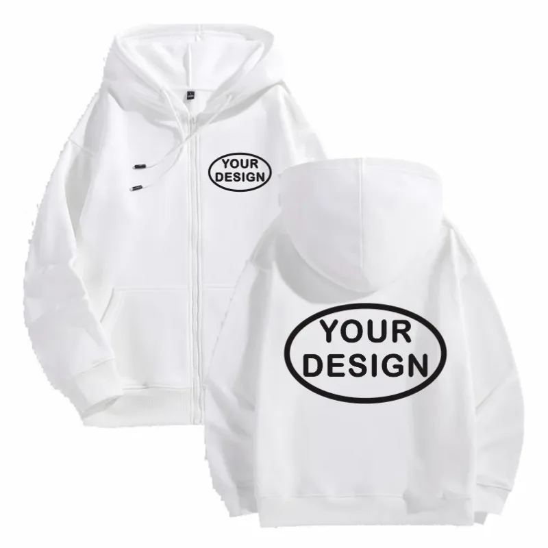 Customize Your Logo Zipper Sweatshirt For Men And Women Loose Casual Fashionable Long Sleeved Sportswear Personalized Embroidery — image 8