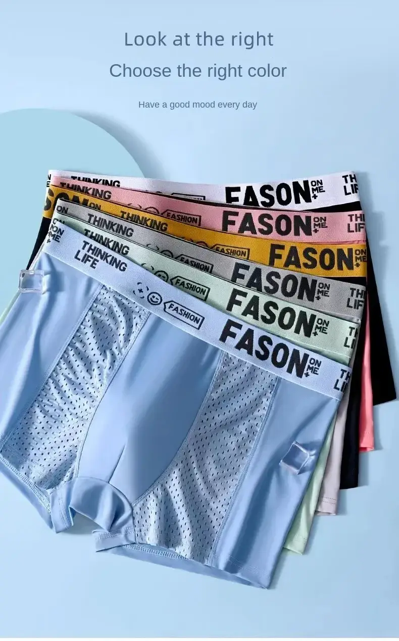 1pcs Mesh Ice Silk Boxer Shorts Men's Underwear FASQM Underpants Breathable Sexy Slim Panties Bamboo Lingerie Plus Size L-6XL — image 24