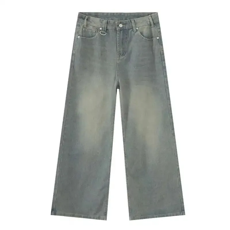 Summer Men's Denim Pants Old Blue Washed Male Jeans Straight Casual Menwear Loose Wide Leg Trousers New Fashion 9C354 — image 17