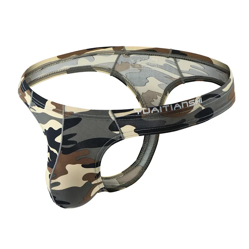Men's Camo Print thong Gay Underwear Breathable 3D-Pouch Men G-String Bikini Elastic Waistband T-pants Seamless Male T-back — image 2