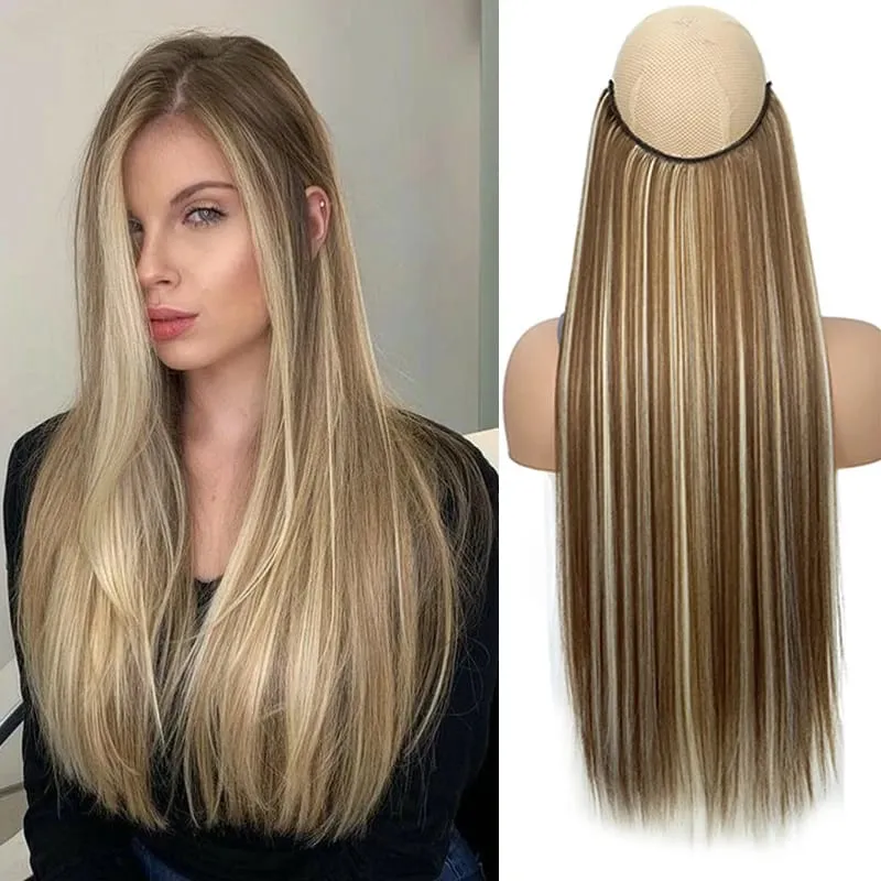Straight Hair Extension with Invisible Synthetic Natural Straight Hairpiece for Women Long Straight Hair Piece with Fishing Line — image 2