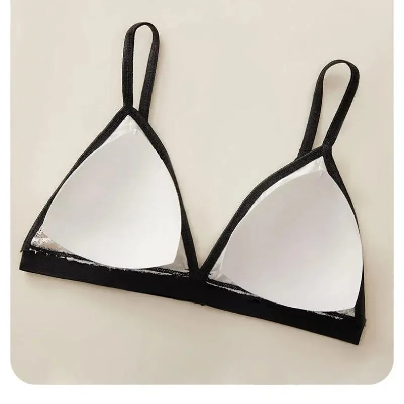 Women Triangle Bra and Panties Set Sheer Floral Lace Bralette Low-Rise Briefs Sexy Lingerie Set Removable Pads Ladies Underwear — image 5