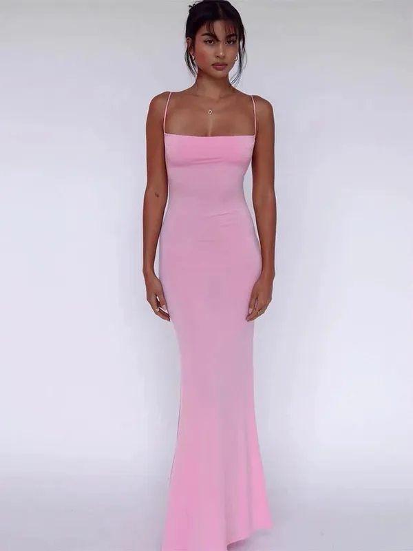 Hugcitar Summer Solid Sleeveless Backless Elegant Sexy Bodycon Y2K Maxi Prom Dress Women Clothes Birthday Party Casual Y2K — image 10