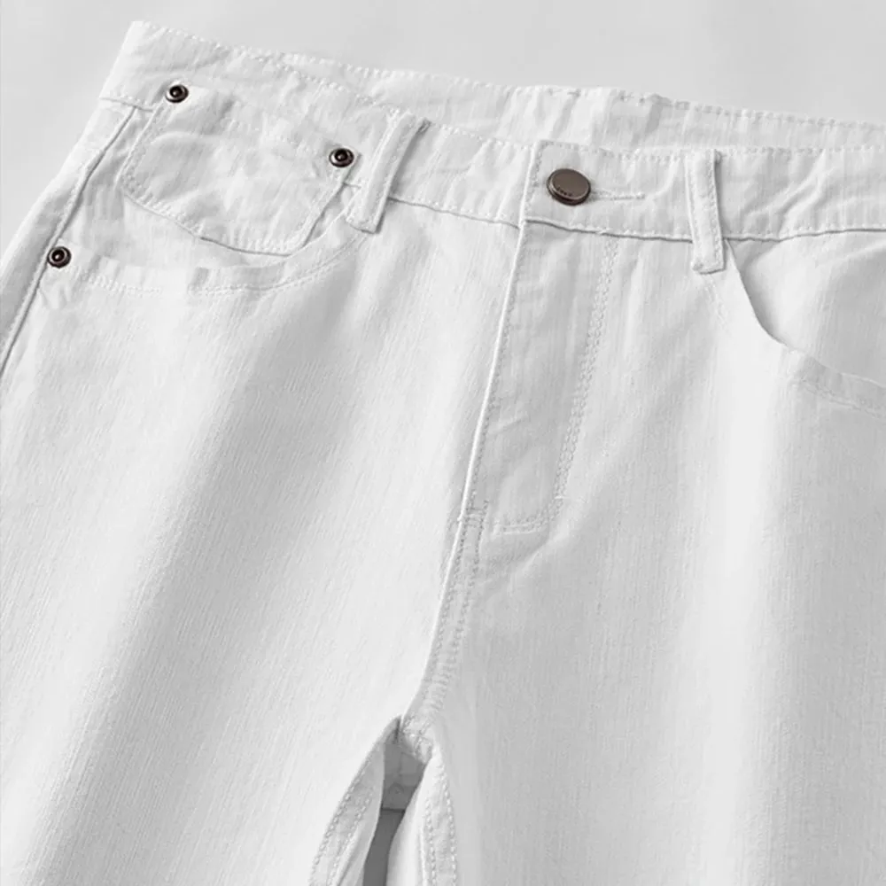 Men White Jeans Elasticity Straight Slim Fit Casual Soft Business Classic Brand Trousers Fashion Advanced Stretch Denim Pants — image 6