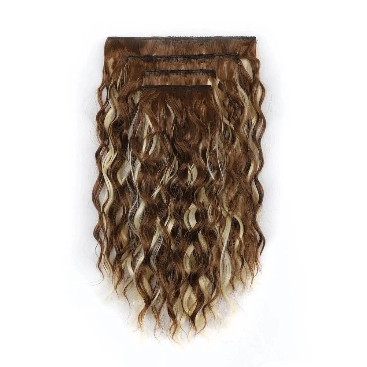 Zolin Synthetic Hair Clip in Hair Extensions 4pcs/set Short Wave Curly Hair Brown Blonde Color Hairpiece For Women Daily Use — image 5