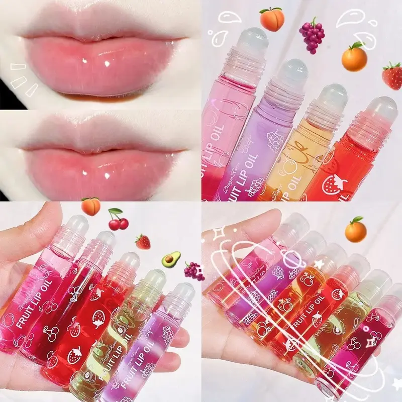 Hydrating Lip Oil Roller Gloss Moisturizing Nourishing Lip Balm Transparent Colorless Fruit Avocado Lip Care — image 2