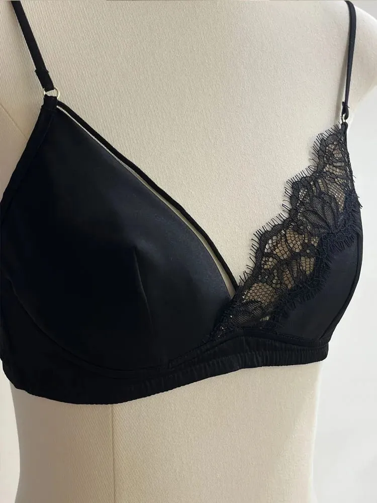 สไตล์ฝรั่งเศสลูกไม้ Bra Bralette หน้าอกเล็กไม่มี Underwire สามเหลี่ยมถ้วยบางเซ็กซี่ Push Up ชุดชั้นในชุดสตรีชุดชั้นใน — image 3