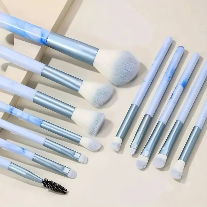 12PCS Makeup Brush Set Blue Foundation Concealer Blush Powder Eye Shadow Kabuki Blending Cosmetic Soft Fluffy Female Makeup Tool — image 3