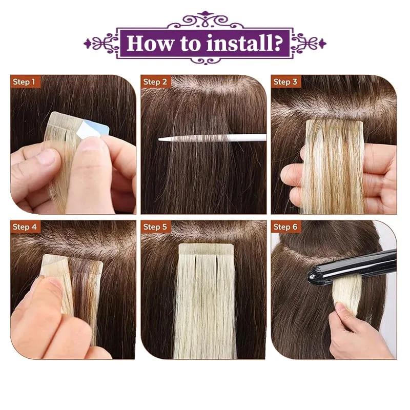 High Quality Tape in Human Hair Extensions Natural Straight Remy Hair Seamless Invisible 14"-22" 100% Real Hair End Thick