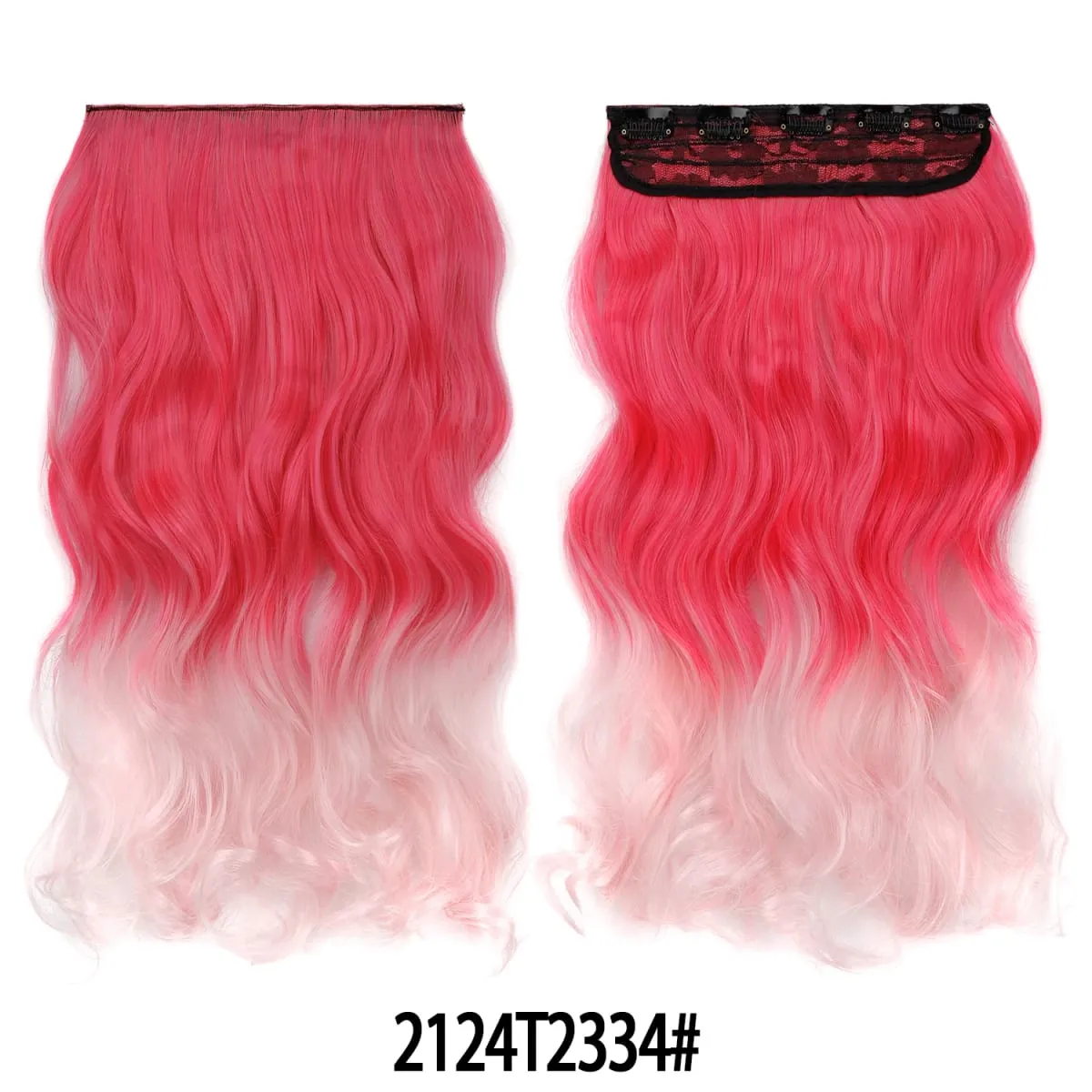 Jeedou One Piece 5 Clips Wavy Ombre Clip In Hair Extensions Long Water Wave Συνθετικά Σγουρά Μαλλιά Κομμάτι Rainbow Χρωματιστά Μαλλιά — image 8