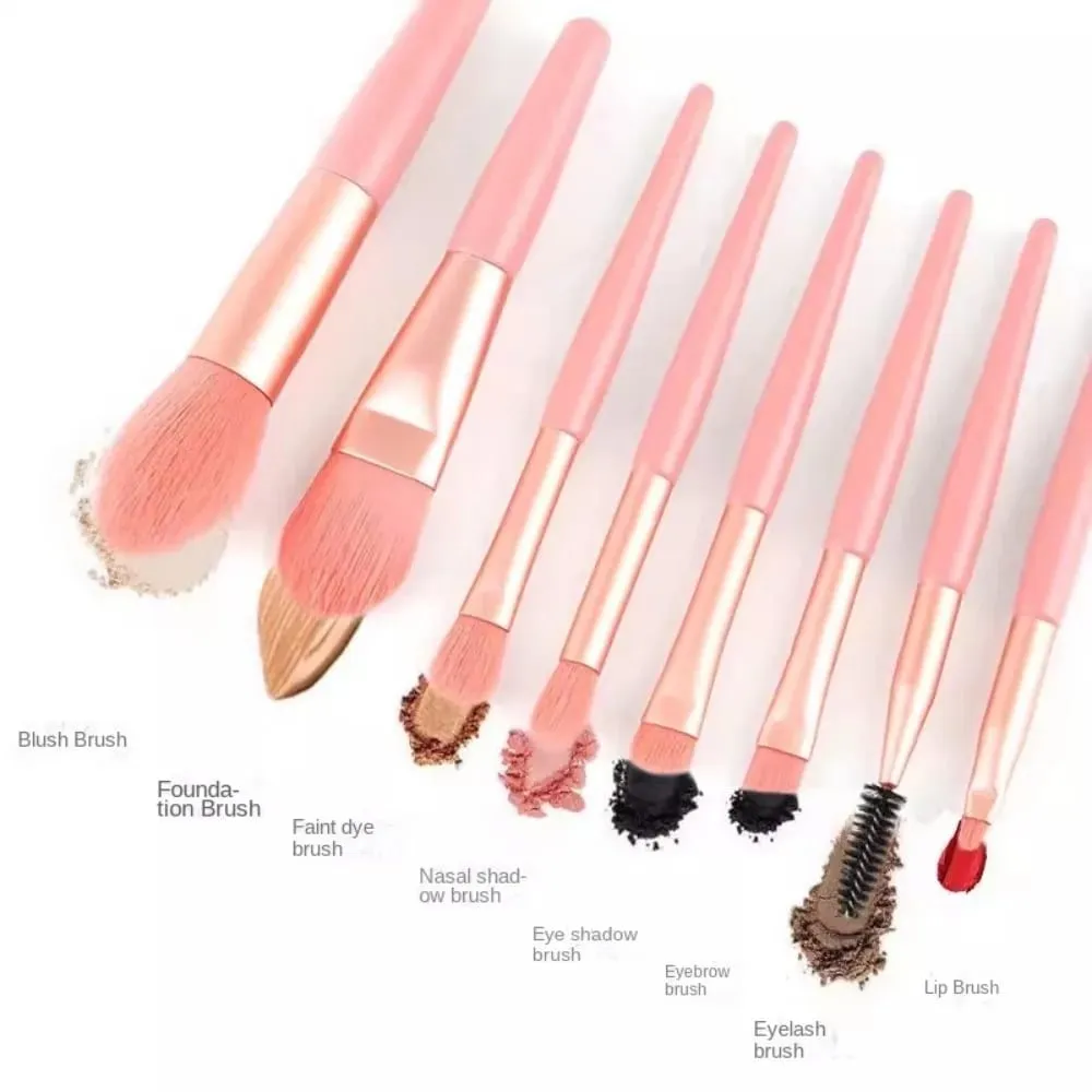 Set of 8 Soft Bristle Make Up Brushes Premium Synthetic With Bag Eyeshadow Brush Eye Facial Beauty Foundation Brush — image 6