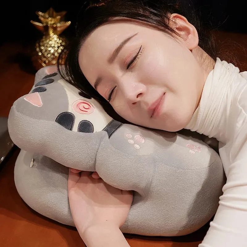 Ice Silk Plush Kawaii Sleeping Pillow Cartoon Cat Cushion for Office Chair Waist Backrest Cushion Sofa Home Decor Kid Gifts — image 6