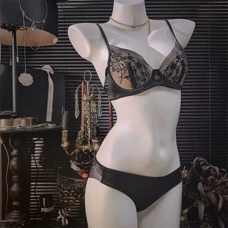 Set di lingerie in pizzo e raso in stile francese con spalline regolabili e reggiseno con imbottitura sottile e morbida biancheria intima per ragazze musulmane — image 6