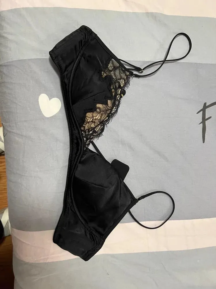 สไตล์ฝรั่งเศสลูกไม้ Bra Bralette หน้าอกเล็กไม่มี Underwire สามเหลี่ยมถ้วยบางเซ็กซี่ Push Up ชุดชั้นในชุดสตรีชุดชั้นใน — image 2