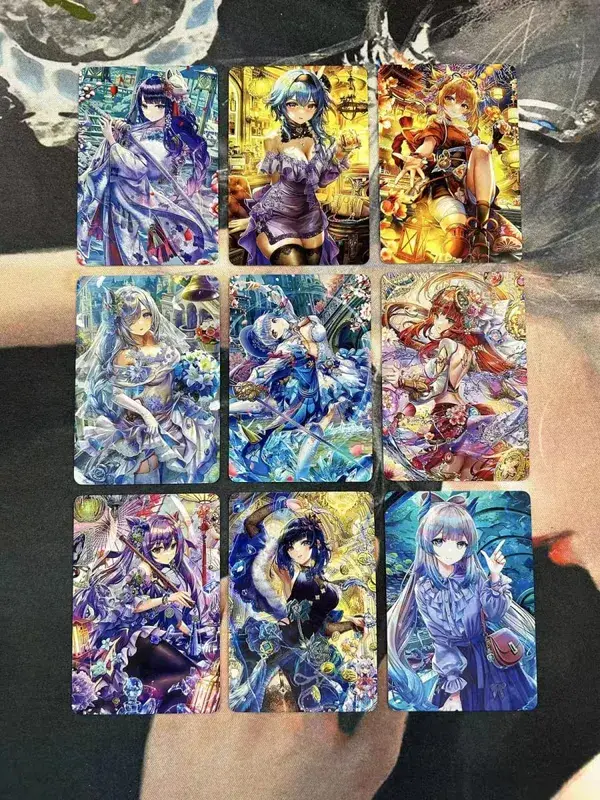 DIY Fanmade ผสม Genshin Honkai Waifu โฮโลแกรมเลเซอร์แฟลชการ์ดเกมซื้อขายสะสม — image 7