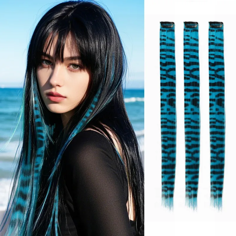 3pcs/set Synthetic Clip in Feather Hair Extensions 18 inch Colorful Clip in Hair Halloween Party Use for Women Girls — image 8