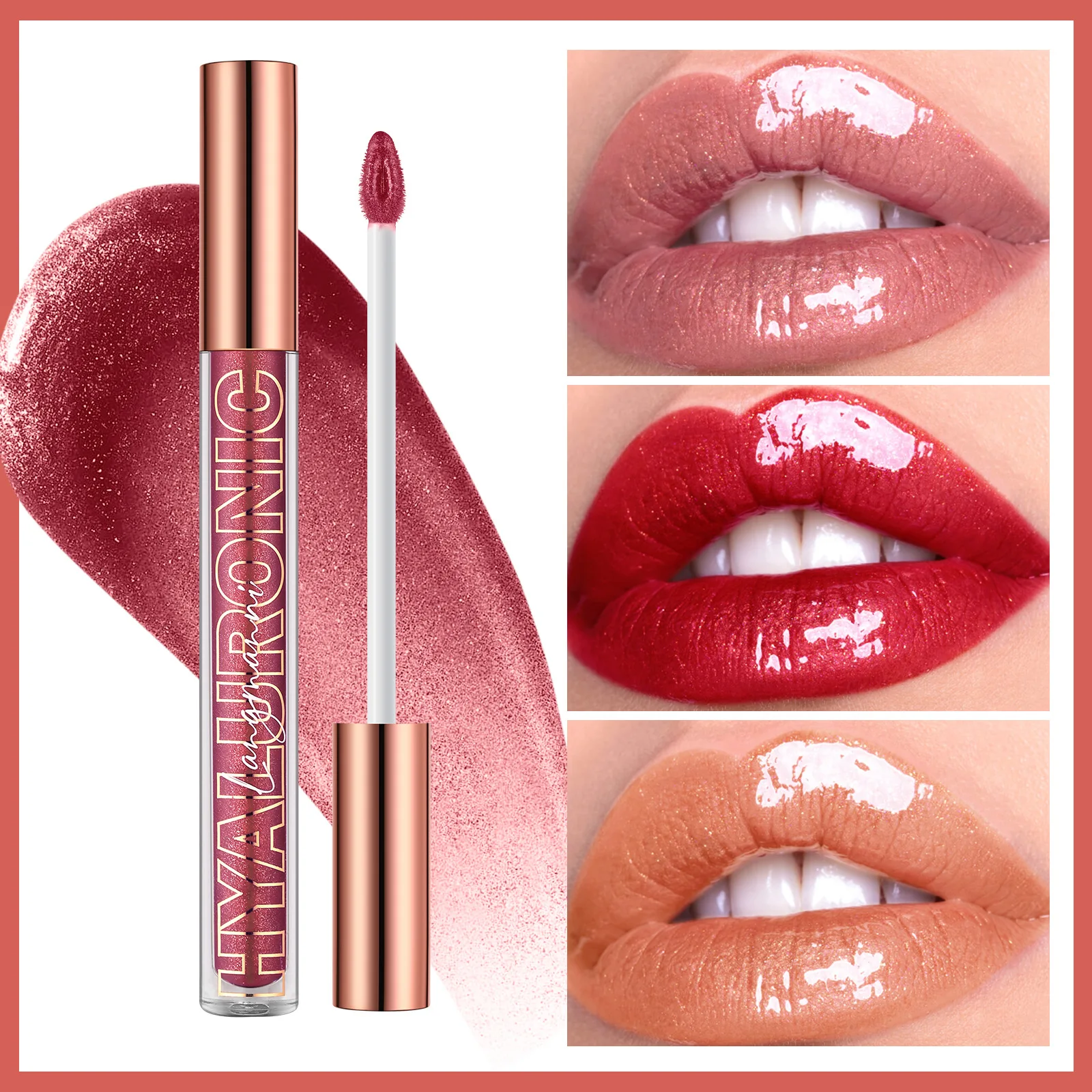 Pearlescent Glitter Plumping Lip Gloss Diamond Glitter Nude Pink Liquid Lipstick Shiny Glass Waterproof Sexy Lip Tint Lip Makeup — image 5
