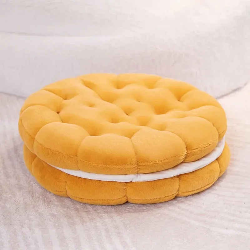 New Simulation Little Biscuits Doll Cushion Stuffed Round Cookie Plush Toys Creative Soft Pillow Chair Car Seat for Kid Gifts — image 13