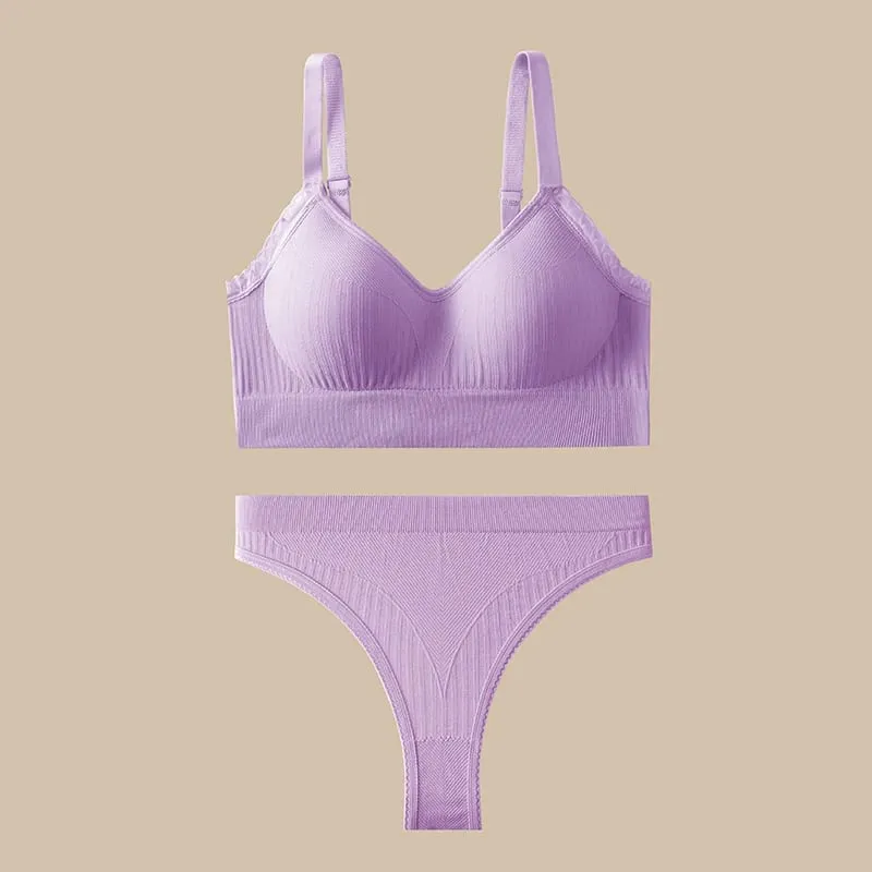 [set]Women Sexy Lingerie Set Push Up Bras Set Solid Underwire Bra Everyday Underwear Panty Set