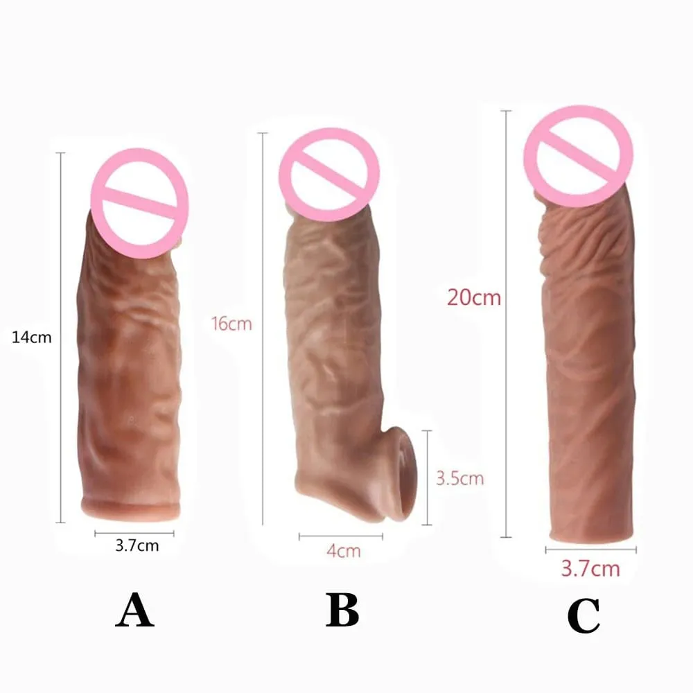 Realistisk Penis Extension Cock Sleeve Genanvendelig Silikone Penis Forstørrelse Forsinkelse Kondomer Til Mænd Dildo Enhancer Sexlegetøj Erotisk butik — image 2
