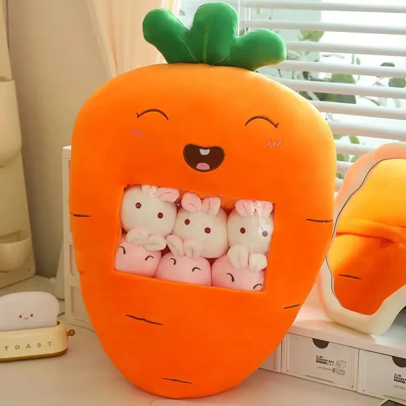 Six Small Toys Inside Cute Cartoon Fruit Plush Pillow Soft Stuffed Sofa Cushion Homdecor Pillow Backrest Children's Gift — image 9