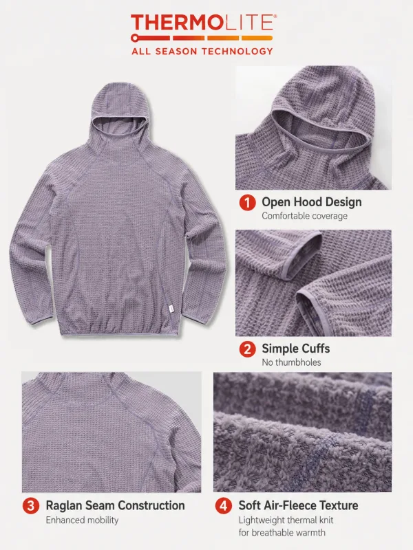 Thermolite® All Season Thermal Hoodie ทุกเพศ น้ำหนักเบา แห้งเร็ว เสื้อสเวตเตอร์สวมหัว ระบายอากาศ ฤดูหนาว Mid Layer Activewear