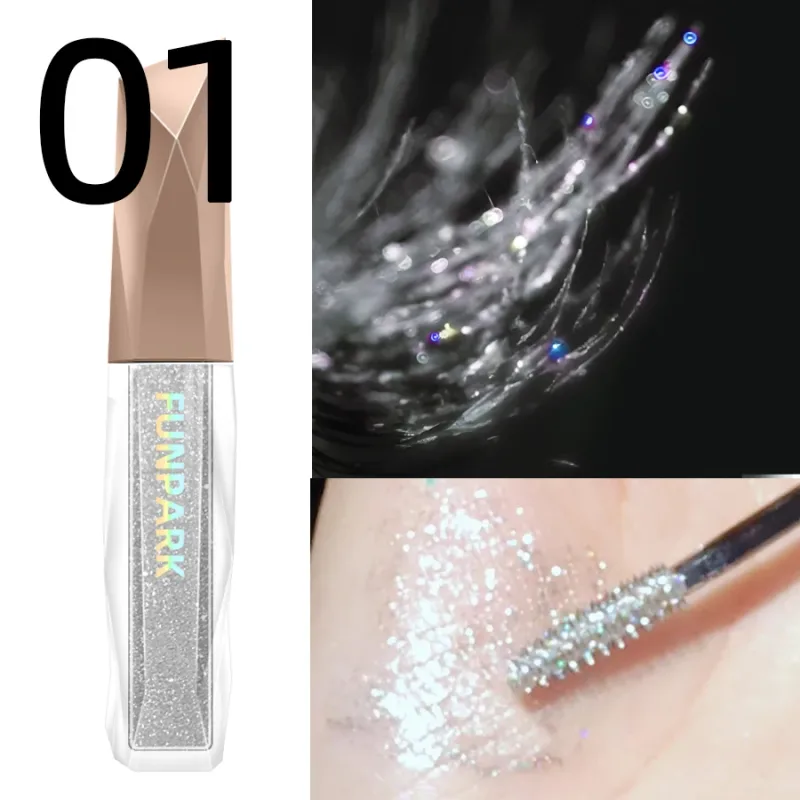 1pc Waterproof Diamond Shine Volume Curl Mascara-Glitter Snow Effect for Eye Lash Makeup Women's Cosmetic Smudge-proof Mascara