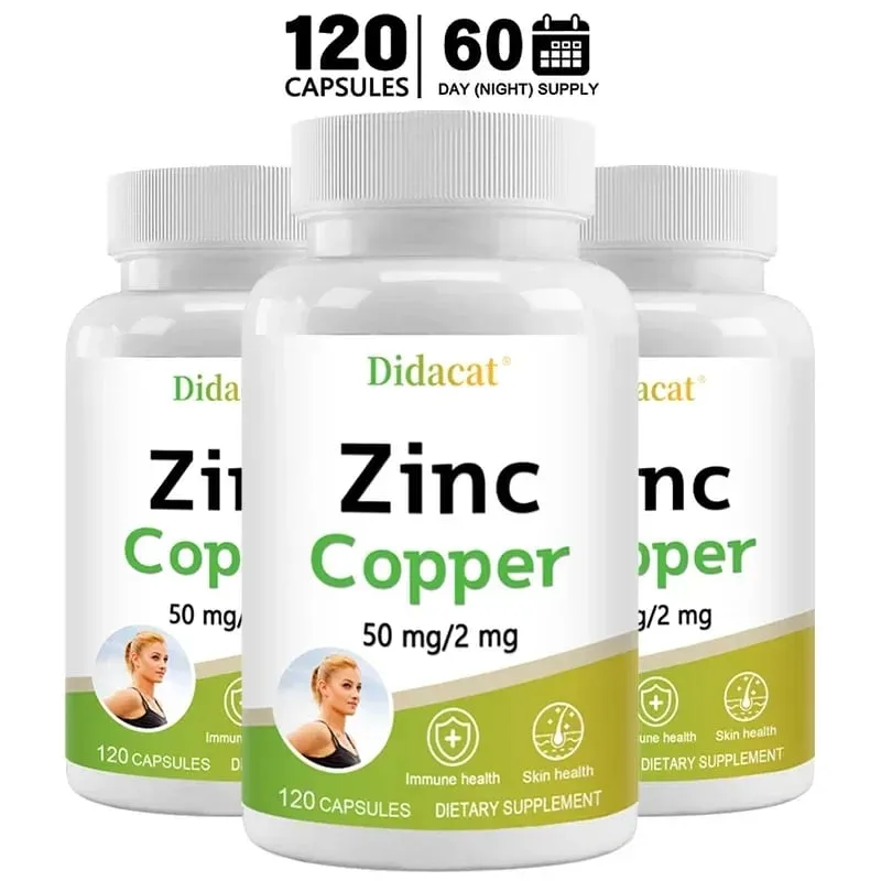 Zinc and Copper Dietary Supplement 120 Capsules Mineral and Antioxidant Supplement Immunity and Mood Supports Skin Health — image 9