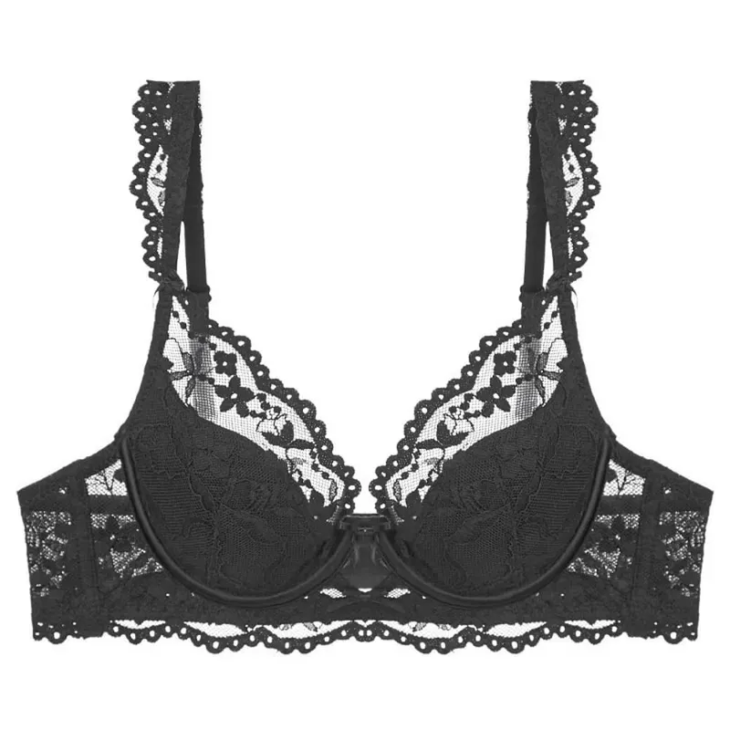 Sexy Lace Bow Thin Section Bra Small Breasts Gathered Collect Vice Breasts Comfortable Soft Steel Ring Anti-Sagging Bra Set — image 3