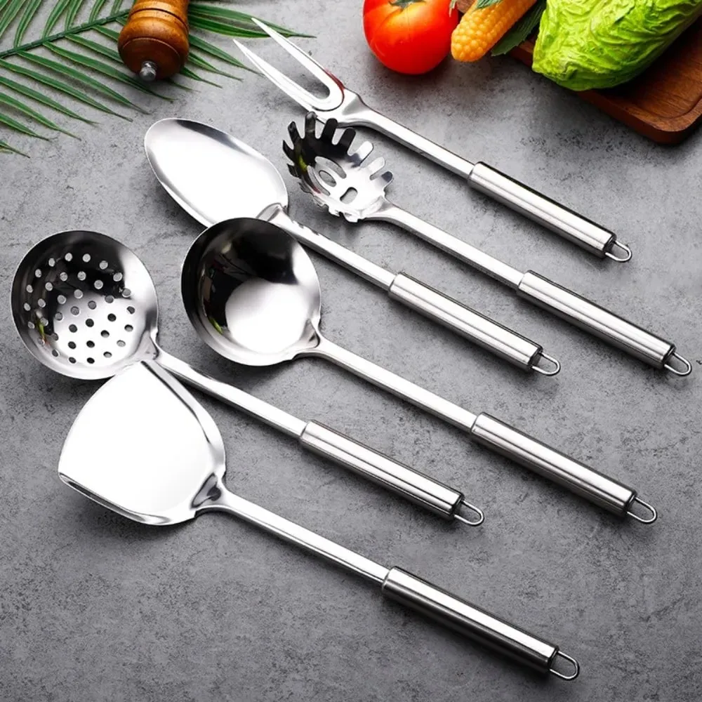 Durable Stainless Steel Wok Spatula Long Handle Kitchen Gadgets Kitchen Cooking Utensil Set Rice Spoon Ladle Cooking Tools