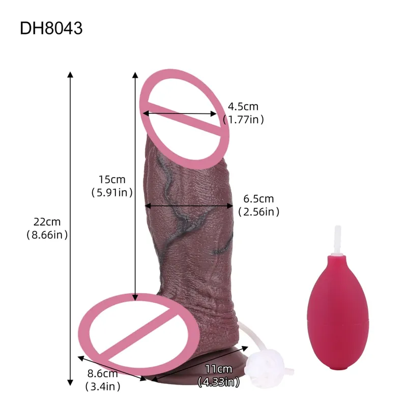 Silicone Lifelike Double Layers Ejaculating Penis Squirting Long Dildo With Sucker Anal Sex Toys For Men Women Masturbator — image 17