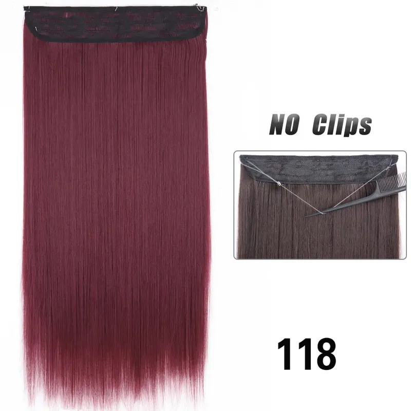 No Clips Hair Extensions Invisible Wire Long Straight Synthetic False Hair Piece 80cm Black Brown Blonde Hairstyle — image 31