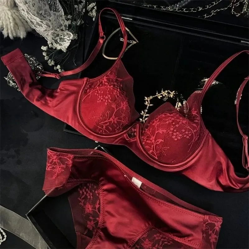 Set di lingerie in pizzo e raso in stile francese con spalline regolabili e reggiseno con imbottitura sottile e morbida biancheria intima per ragazze musulmane — image 15