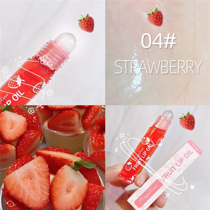 Fruit Lip Gloss Transparent Lip Oil Moisturizing Reducing Lip Lines Nourishes Lips Waterproof Long-lasting Liquid Lips Cosmetics