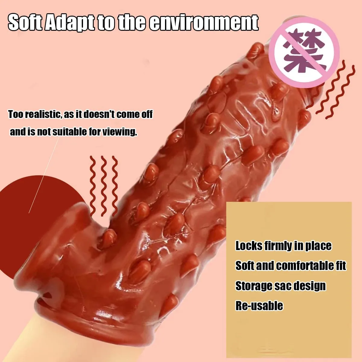 Realistic Silicone Penis Sleeve Textured Penis Extender for Enhanced Performance Sex Toys — image 2