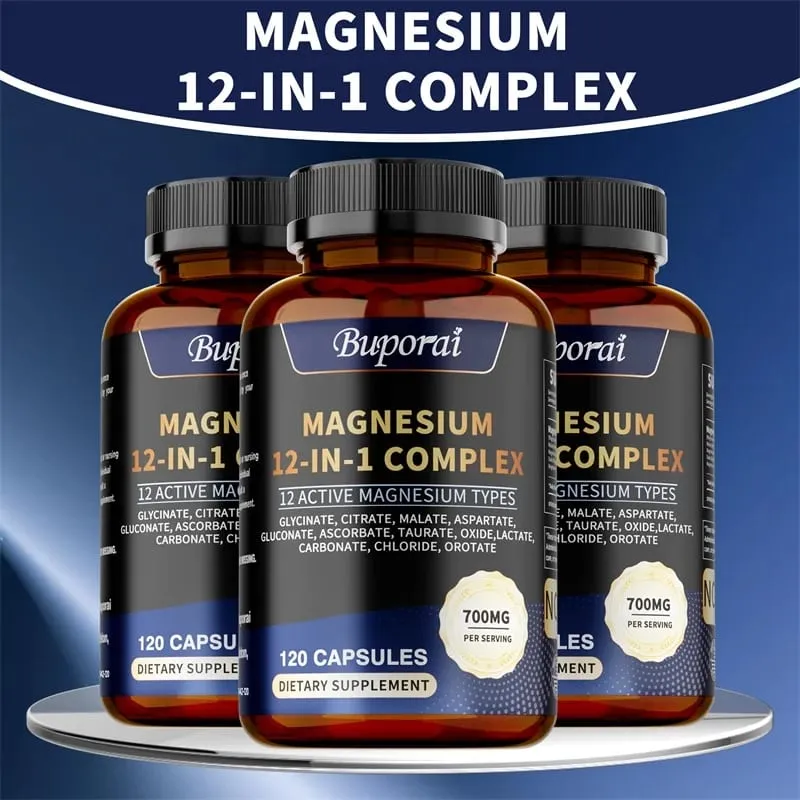 Magnesium Complex Capsules - Bone & Heart Health Supplement Sleep Support Muscle Relaxation Stress & Anxiety Relief