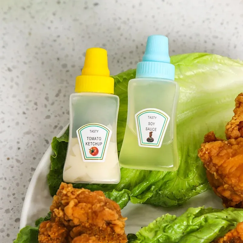 4pcs/set 25ML Mini Tomato Ketchup Bottle Honey Mustard Portable Small Sauce Container Salad Dressing Container Pantry Containers — image 2