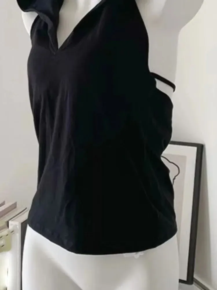 2025 Ropa Mujer Backless Bandage Y2k Tank Top Women Solid Hooded Tunic Casual Camisole Fashion Sexy Korean Summer Cropped Tanks — image 7