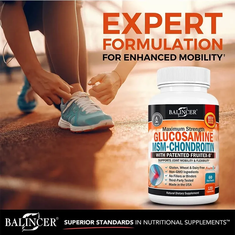 Glucosamine Chondroitin MSM - Joint Support Supplement for Men and Women - Relieve Joint Discomfort 30/60/120 Capsules NON-GMO — image 2