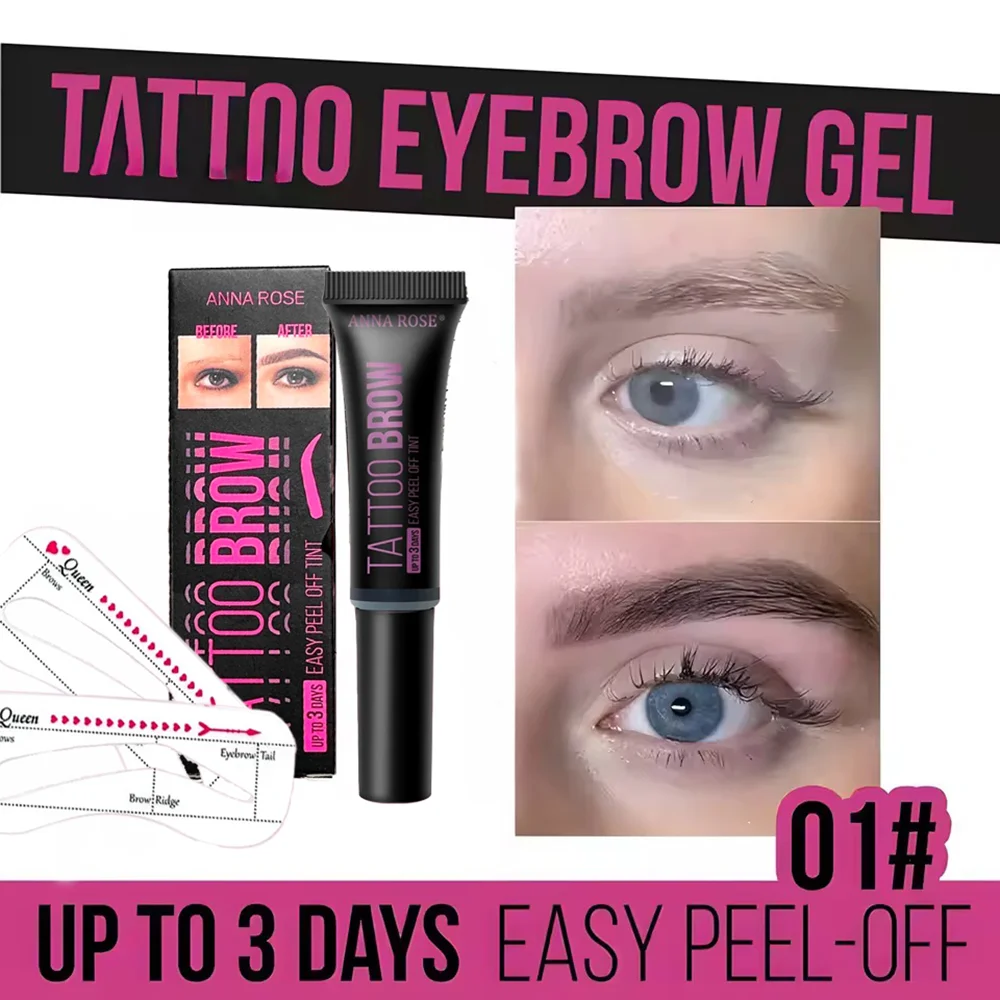 Peel-Off Eyebrow Gel Tint Waterproof Brow Tattoo Cream Long-Lasting Brow Dye Natural Eye Brow Shaping Makeup for Women