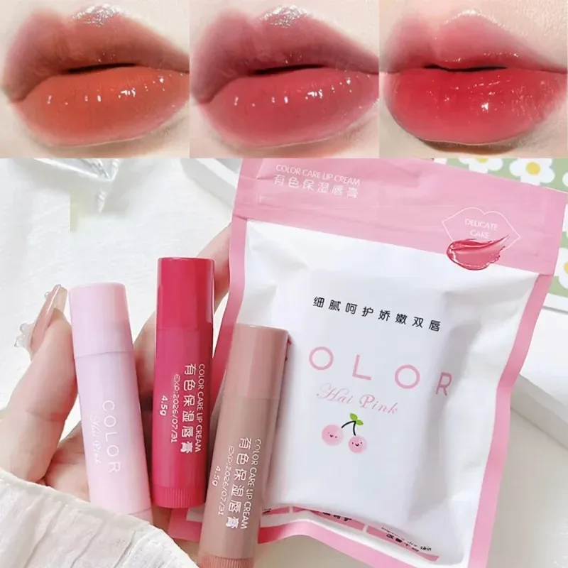 3-Piece Water Glow Lip Oil Set Long-Lasting Moisturizing Anti-drying Plumping Colored Lip Balm Lipstick Fade Lip Line Makeup Set — image 3