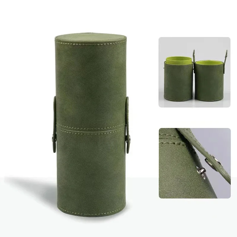 PU Leather Makeup Brush Bucket Portable Travel Cosmetic Bag Multi-Function Dust-Proof Waterproof Makeup Brush Cylinder — image 9