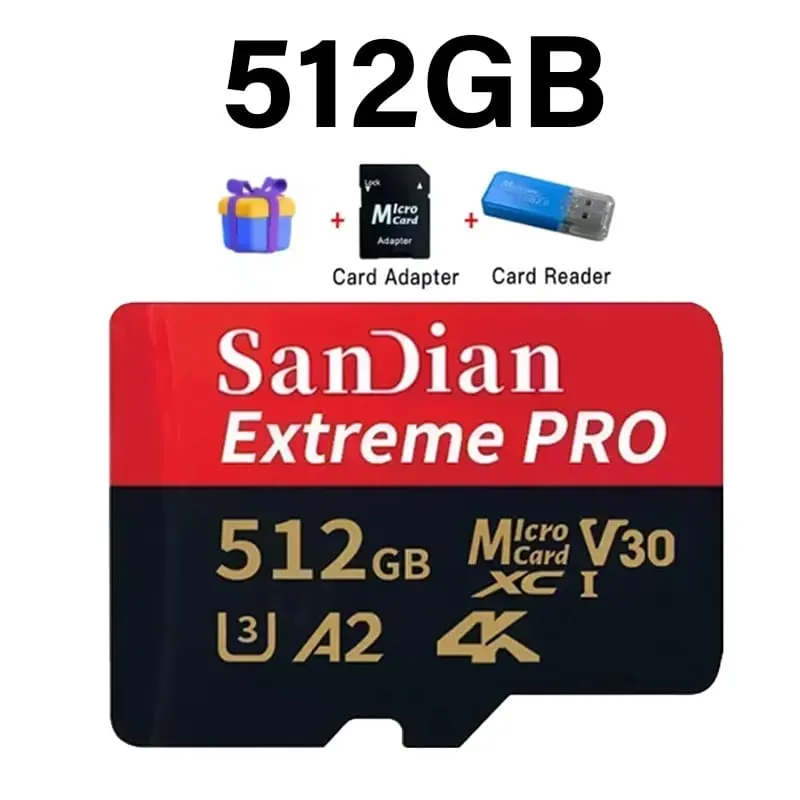 Sınıf 10 U3 V30 Su Geçirmez Bellek SD Kartları USB Adaptörü ile 128 GB 512 GB Telefon Dizüstü Kamera için Yüksek Hızlı Mikro TF/SD Kart — image 9