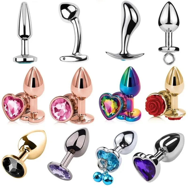 Small Size Metal Anal Beads Butt Plug Mini Rainbow Rose gold Butt Plug Crystal Jewelry Trainer Anal Dildo Masturbation Sex Toy — image 1
