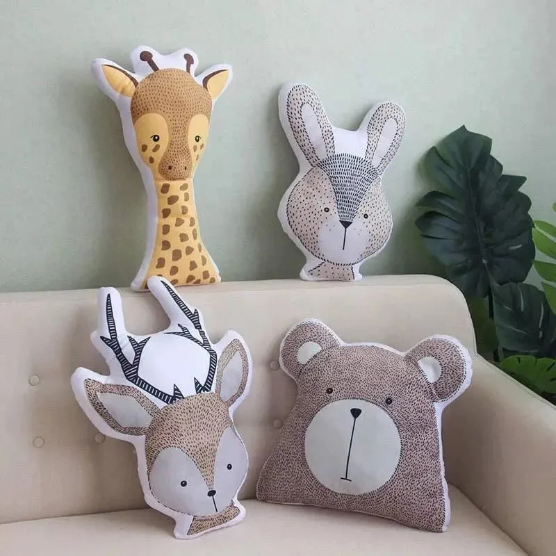 INS Nordic Cute Animals Plush Toys Bear Deer Fox Sofa Pillow/Cushion Children Room Decor Nursery Kids Room Baby Birthday Gifts — image 8