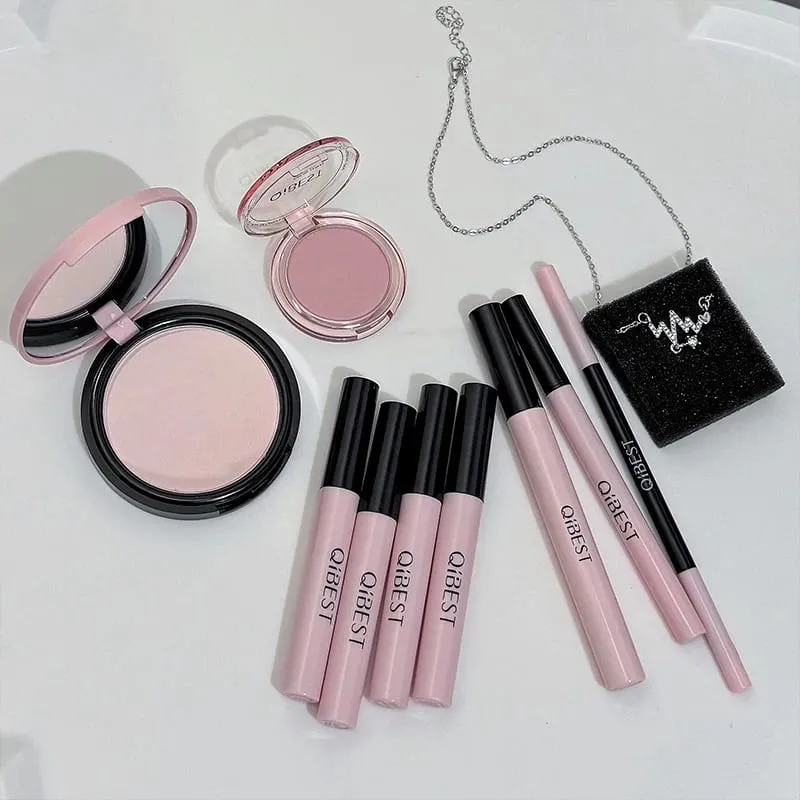 Multipurpose Makeup Set Include 4PC Lip Mud 1 Pressed Powder 1 Blush 1 Eyeliner 1 Eyelash Tool 1 Eyebrow Pencil Cosmetics — image 5