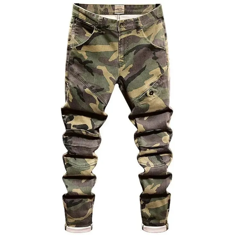 Spring and Autumn New Fashion Camouflage Straight Stretch Small Legs Men's Casual Comfortable Breathable High-Quality Jeans 36 — image 2